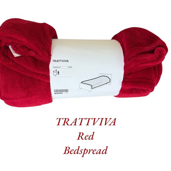 IKEA TRATTVIVA Twin Red Bedspread 70" x 98" - Picture 1 of 2